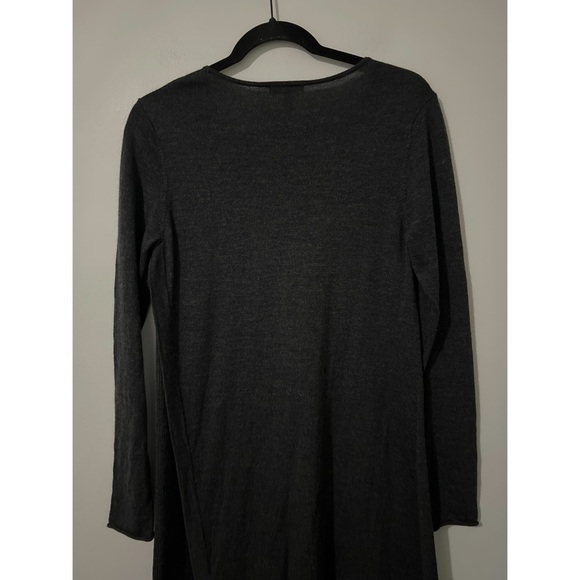 Eileen Fisher Dress Women's Small Gray Merino Wool Asymmetrical Hem Long Sleeve - Picture 8 of 16
